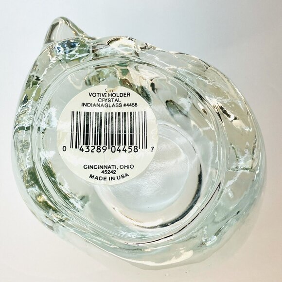 Indiana Crystal Glass Votive Sleeping Cat Candle Holder Vintage Handmade USA - Picture 8 of 10